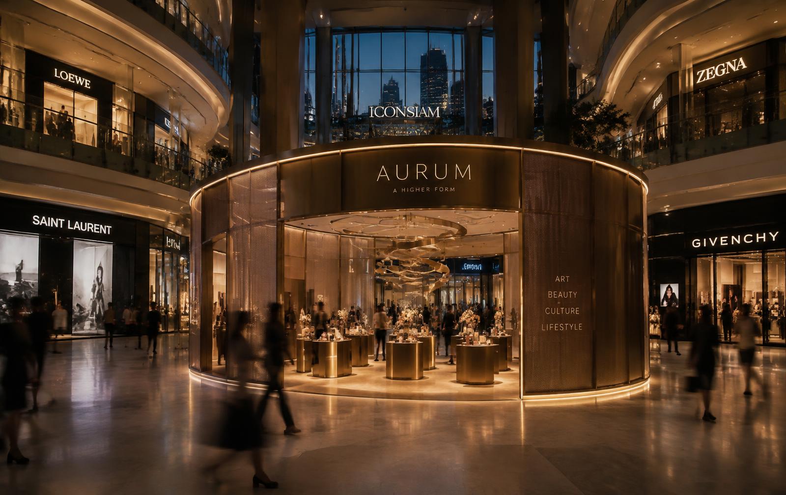 Pop-up shop in a mall atrium